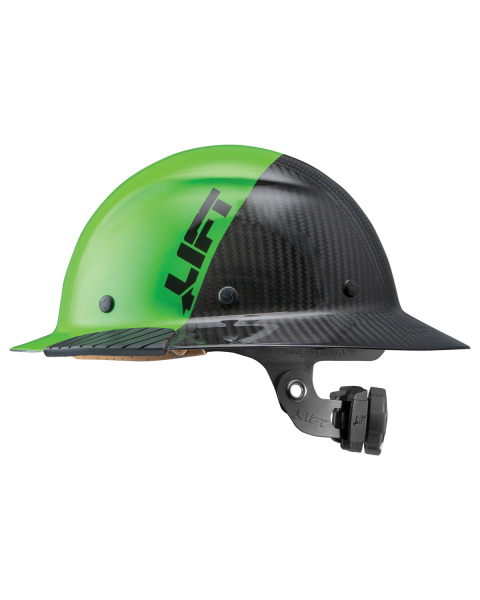 LIFT Safety DAX Carbon Fiber Full Brim Hard Hat - Fifty 50 Green/Black